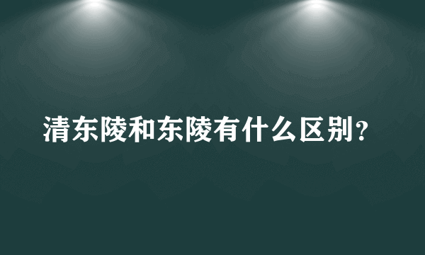 清东陵和东陵有什么区别？