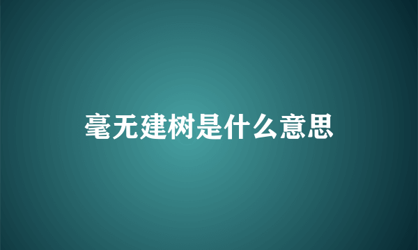 毫无建树是什么意思