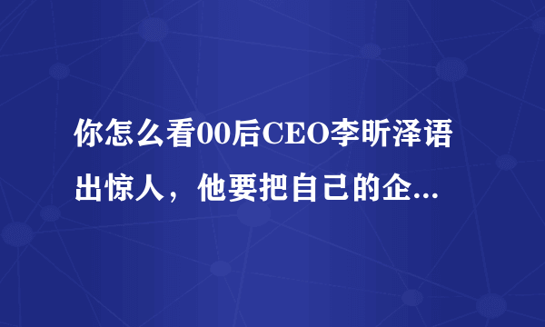 你怎么看00后CEO李昕泽语出惊人，他要把自己的企业做成中国的苹果和微软？