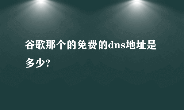 谷歌那个的免费的dns地址是多少?