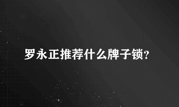 罗永正推荐什么牌子锁？