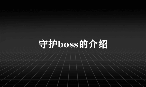 守护boss的介绍