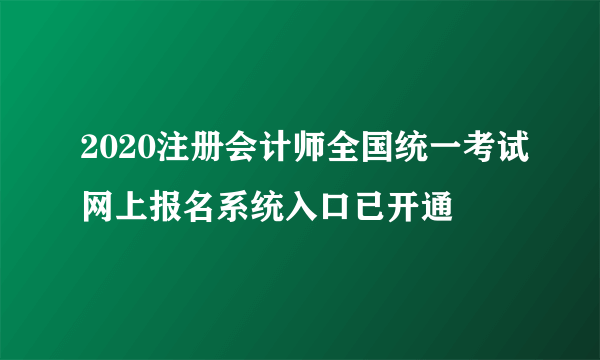 2020注册会计师全国统一考试网上报名系统入口已开通