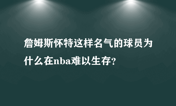 詹姆斯怀特这样名气的球员为什么在nba难以生存？