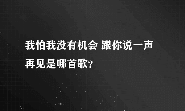 我怕我没有机会 跟你说一声再见是哪首歌？