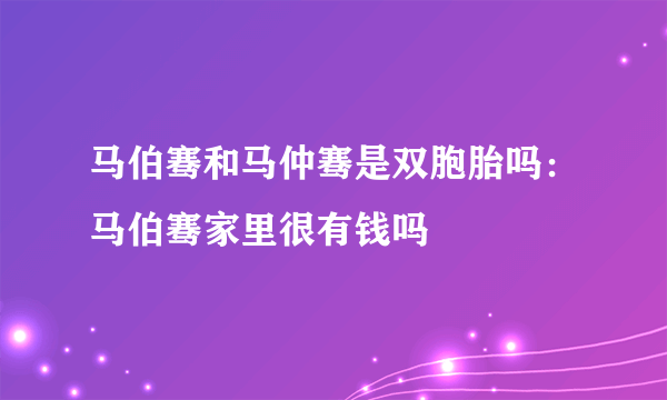 马伯骞和马仲骞是双胞胎吗：马伯骞家里很有钱吗