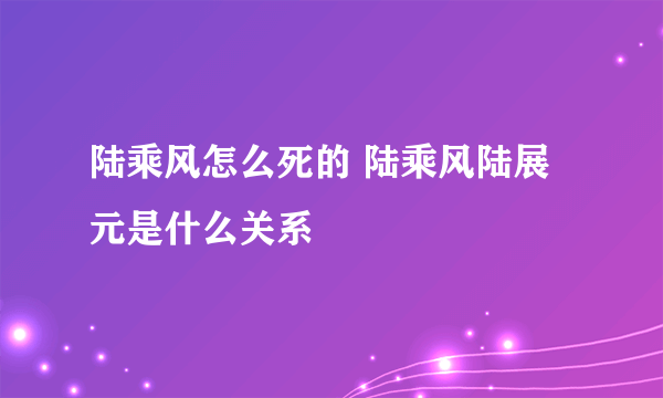 陆乘风怎么死的 陆乘风陆展元是什么关系