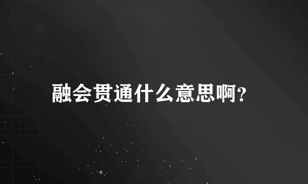 融会贯通什么意思啊？