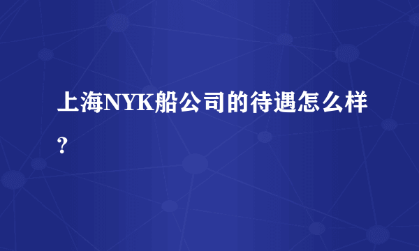 上海NYK船公司的待遇怎么样？