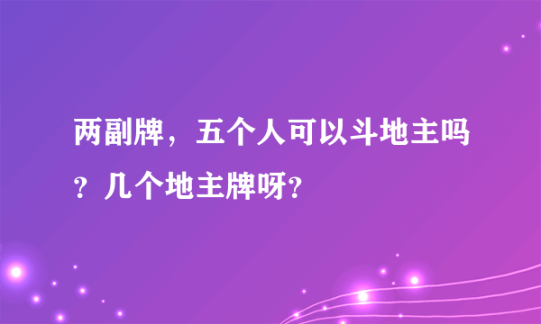 两副牌，五个人可以斗地主吗？几个地主牌呀？