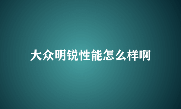 大众明锐性能怎么样啊