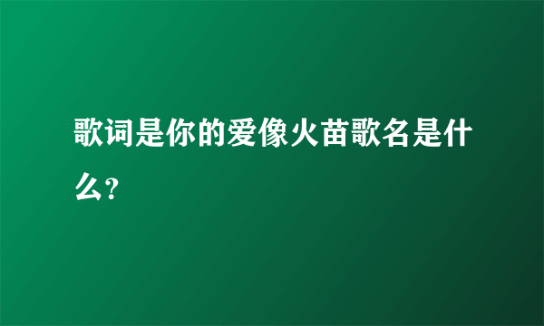 歌词是你的爱像火苗歌名是什么？