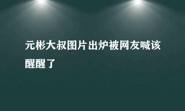 元彬大叔图片出炉被网友喊该醒醒了