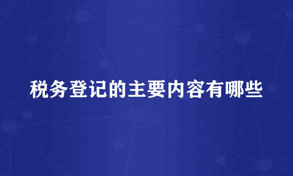 税务登记的主要内容有哪些