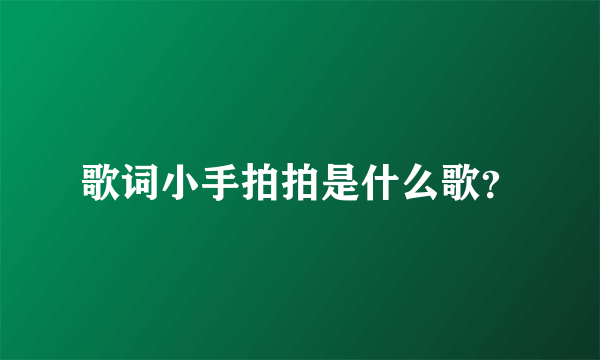 歌词小手拍拍是什么歌？