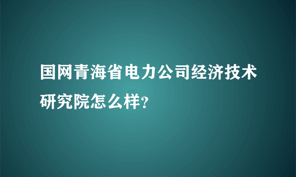 国网青海省电力公司经济技术研究院怎么样？