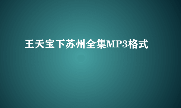 王天宝下苏州全集MP3格式