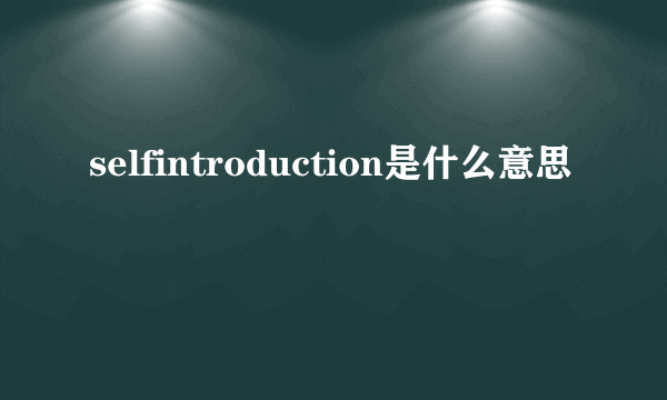 selfintroduction是什么意思