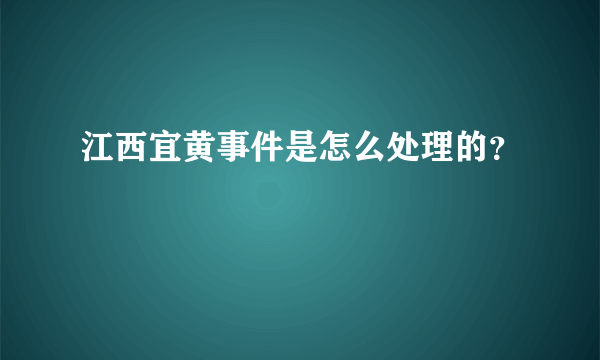 江西宜黄事件是怎么处理的？