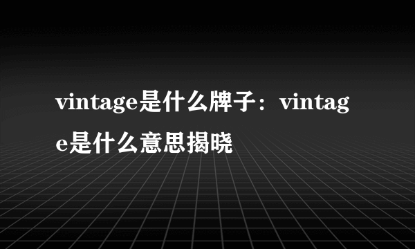 vintage是什么牌子：vintage是什么意思揭晓