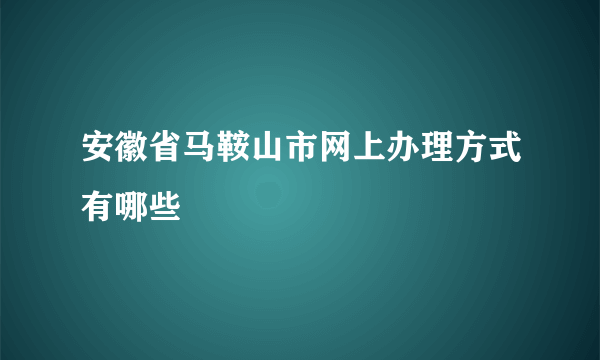 安徽省马鞍山市网上办理方式有哪些