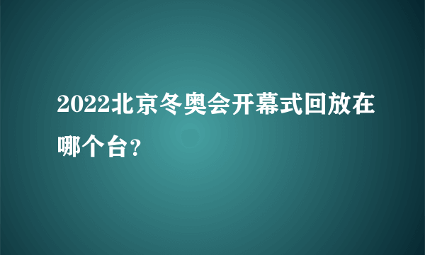 2022北京冬奥会开幕式回放在哪个台？