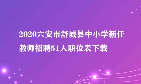 2020六安市舒城县中小学新任教师招聘51人职位表下载