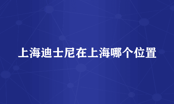 上海迪士尼在上海哪个位置