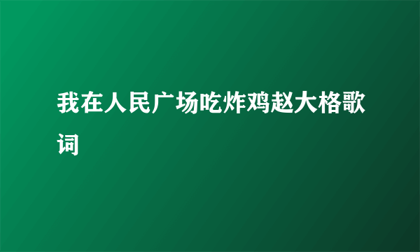 我在人民广场吃炸鸡赵大格歌词