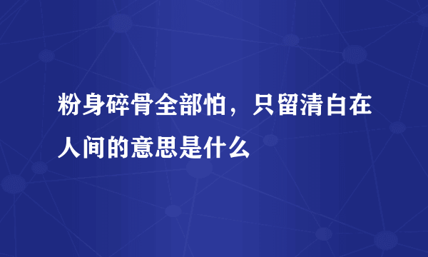 粉身碎骨全部怕，只留清白在人间的意思是什么