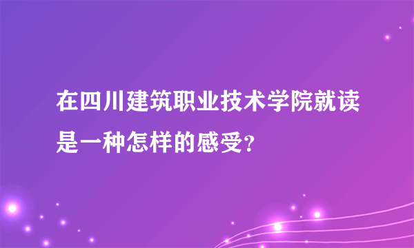 在四川建筑职业技术学院就读是一种怎样的感受？