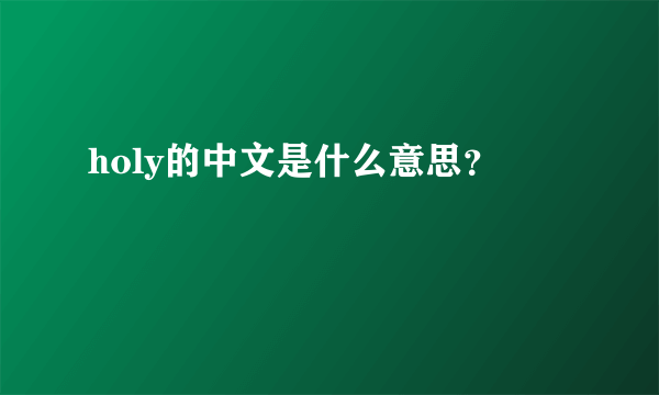 holy的中文是什么意思？