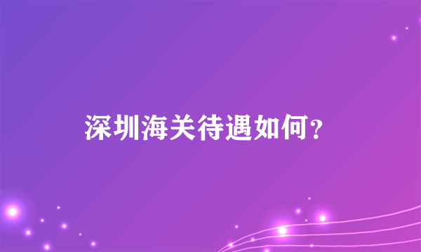 深圳海关待遇如何？