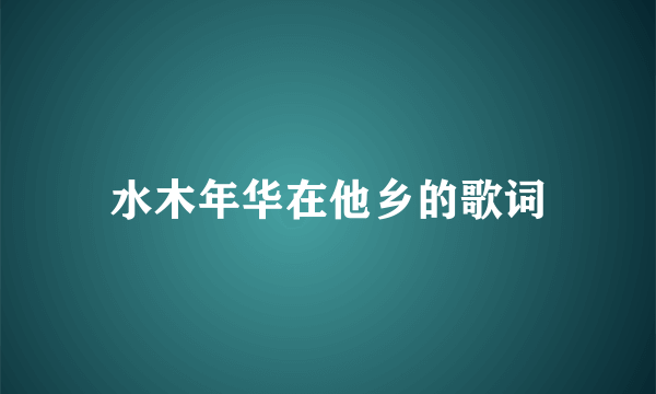 水木年华在他乡的歌词