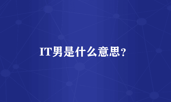 IT男是什么意思？