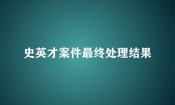 史英才案件最终处理结果