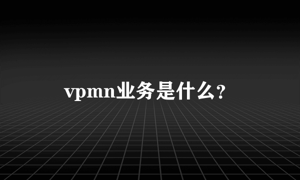 vpmn业务是什么？