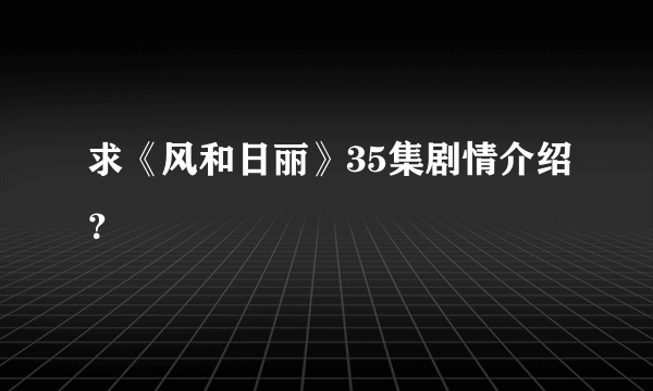 求《风和日丽》35集剧情介绍？