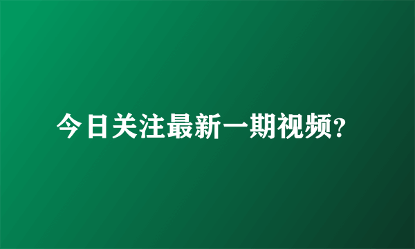 今日关注最新一期视频？