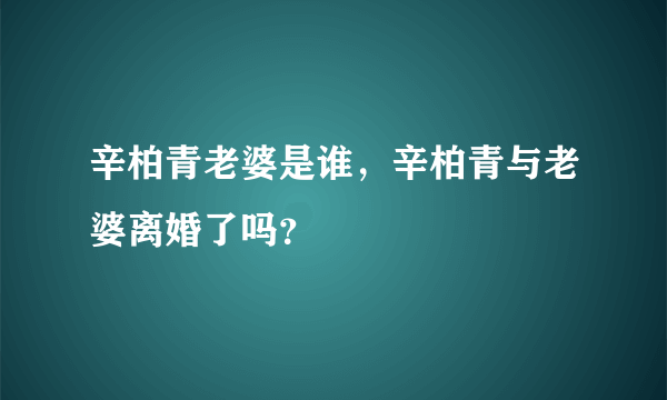 辛柏青老婆是谁，辛柏青与老婆离婚了吗？