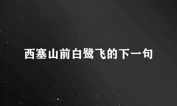 西塞山前白鹭飞的下一句