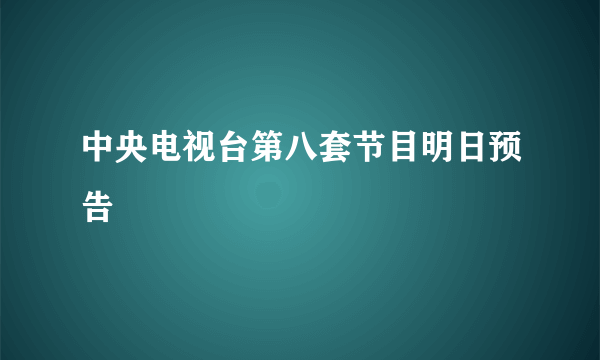 中央电视台第八套节目明日预告