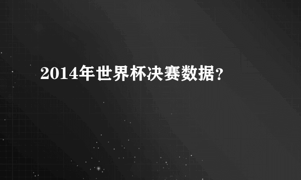 2014年世界杯决赛数据？