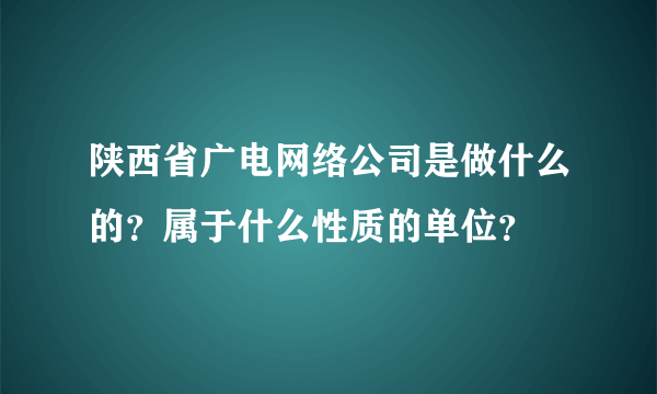 陕西省广电网络公司是做什么的？属于什么性质的单位？