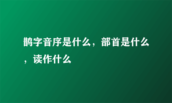 鹊字音序是什么，部首是什么，读作什么