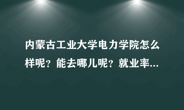 内蒙古工业大学电力学院怎么样呢？能去哪儿呢？就业率以及以后可以的薪水。谢谢高人指点。