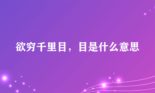 欲穷千里目，目是什么意思