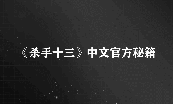 《杀手十三》中文官方秘籍