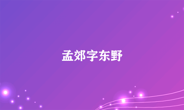 孟郊字东野