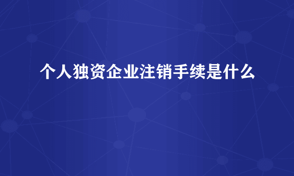 个人独资企业注销手续是什么